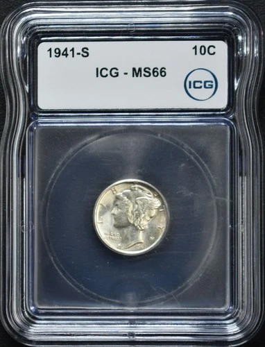 1941-S Mercury Dime ICG MS66