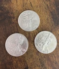 Lot of 3 American Silver Eagles 2005 2008 2014 3 oz .999 Fine Silver Coins