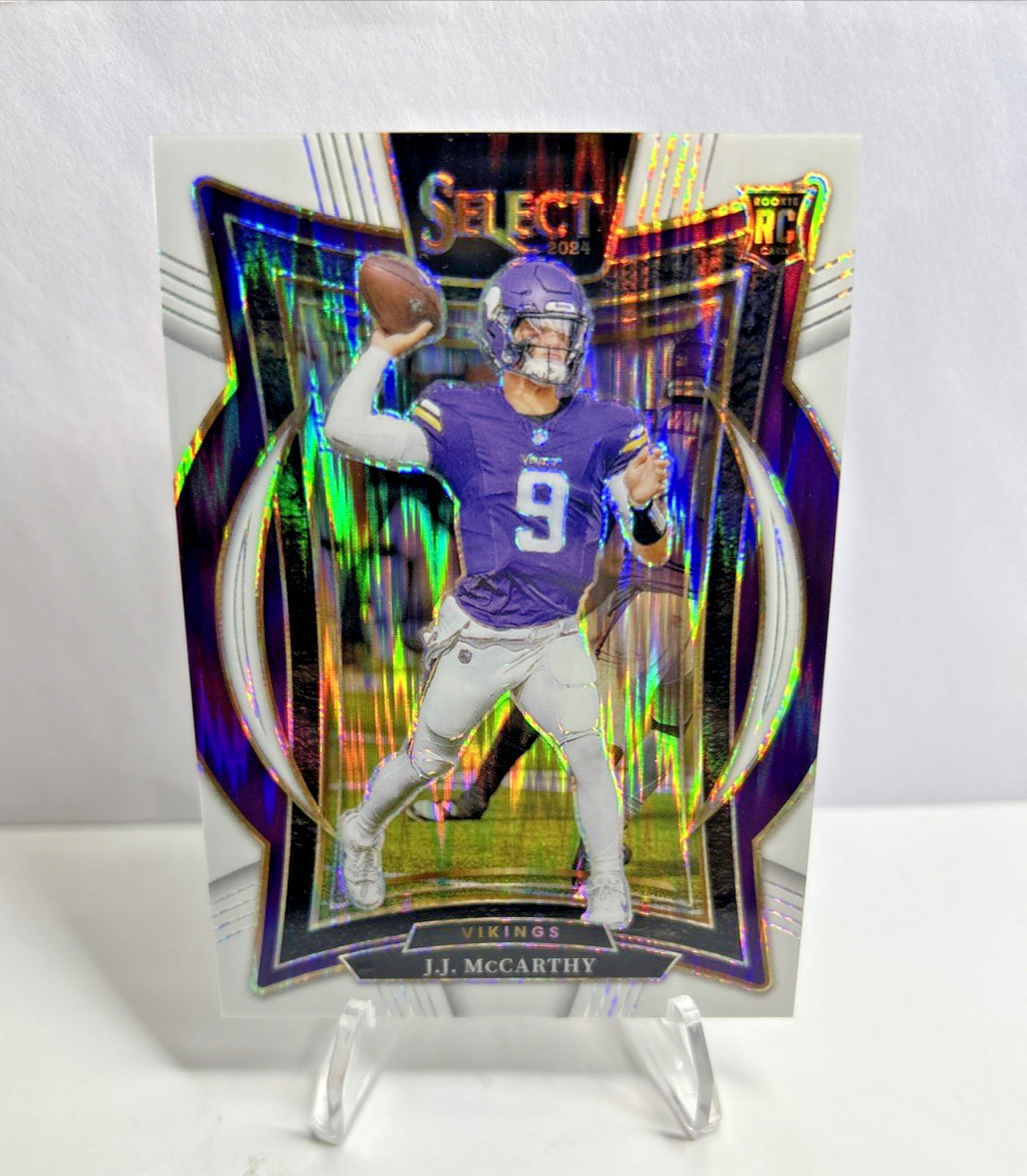 2024 Select Football JJ Mccarthy RC White Shock Concourse /199 Vikings