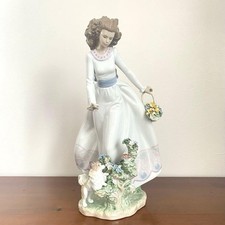 LLADRO Woman with Dog Figurine 37cm Porcelain Spain Vintage