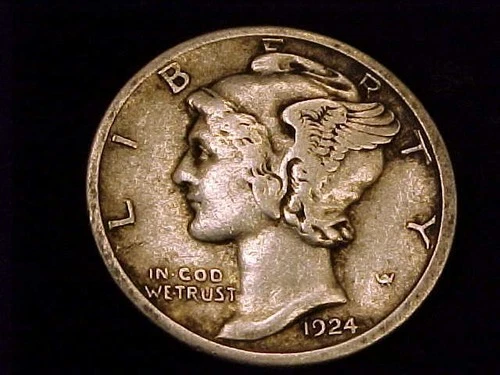 1924-S Mercury Dime,  Fine to Very Fine in Grade