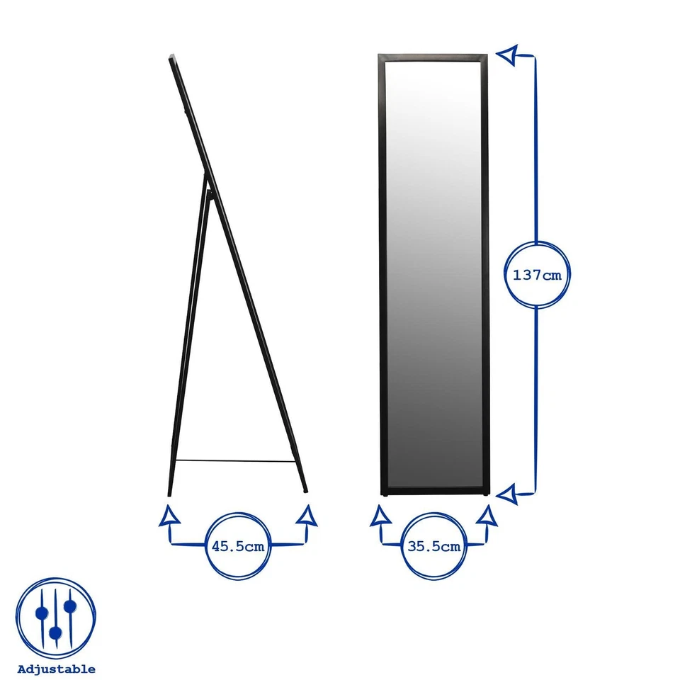 1x Espejo Cuadrado de Largo Completo Grande Alto Marco de Metal Espejos de Pie 137 cm Foto 3 de 3