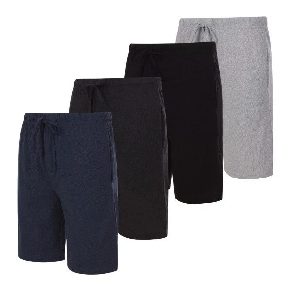 4 Pack: Men's Cotton Pajama Shorts Soft Knit Lounge Sleep Shorts w Pockets