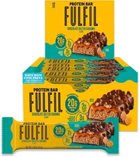 Protein Bars, Chocolate Salted Caramel Flavored, Gluten Free with 20G Protein, P