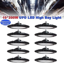 10Pack Ceiling Led Light Hi Bay Low Bay Led Light 200W UFO Led Shop Lights 6500K