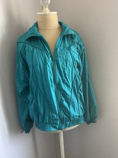Vintage Windbreaker Track Suit Jacket 90s Turquoise Women  s Small