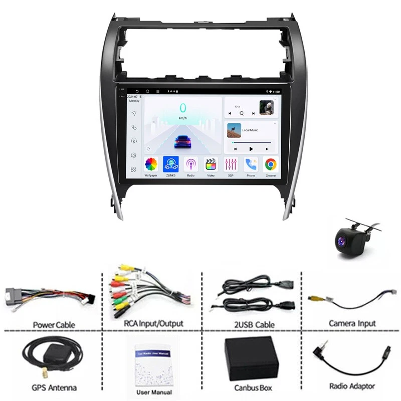 6+128GB Car Radio For Toyota Camry 2012-2014 Wireless CarPlay Android 15 Auto BT - image 3 of 4