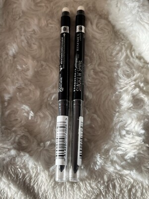 (2)RIMMEL EXAGGERATE SMOKE N' SHINE EYE LINER 001 LITTLE BLACK SMOKEY 0.009oz