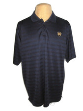 NOTRE DAME ADIDAS POLO SHIRT MEN'S XL BLUE with BLACK stripes