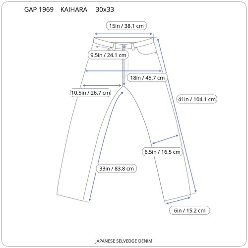 GAP 1969 Kaihara Japanese Selvedge Cotton Denim Skinny Raw Blue Jeans 30x33 - Picture 2 of 11