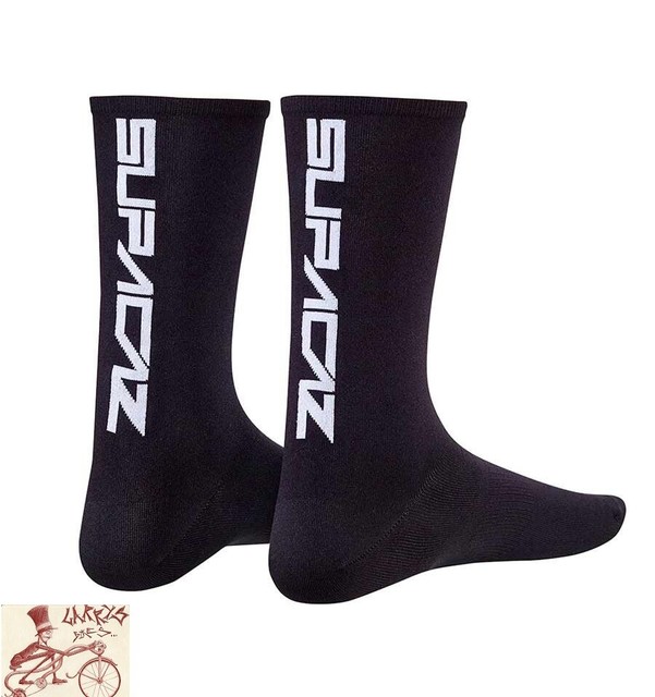 SUPACAZ STRAIGHTUP LARGEXLARGE BLACK/WHITE TALL CYCLING SOCKSONE