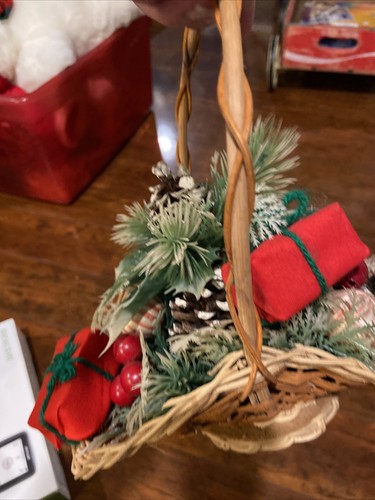 Christmas Pine Cone & Red Berry 8โ Basket Decor - Picture 6 of 7