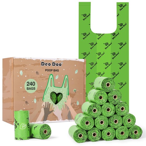 Dog Poop Bags with Handle 20 Rolls 240 Counts Leak Proof and Extra Thick Waste B - Afbeelding 1 van 7