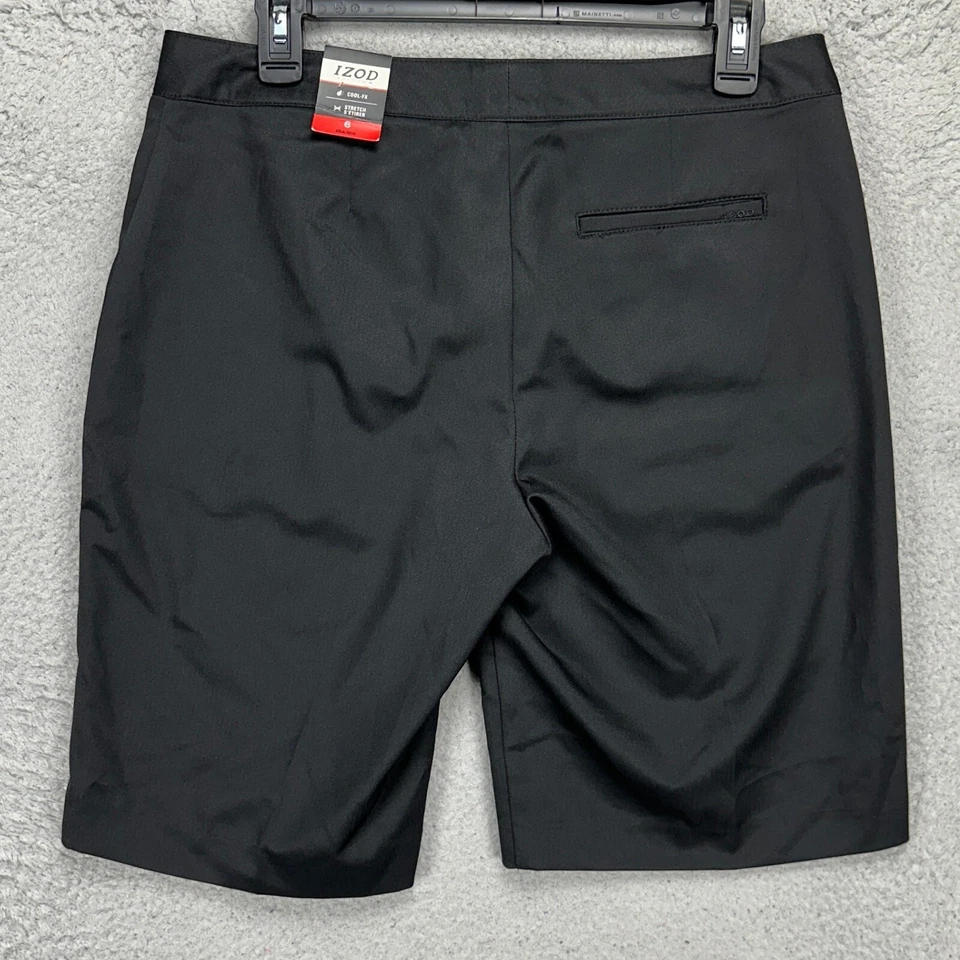 Izod Perform-X Women Golf Chino Shorts 6 Black Herringbone Flat Front Pocket NEW - Image 3 of 4