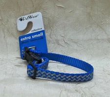 Extra Small Dog Blue Reflective Collar Adjustable PetWear Brand New with Tag