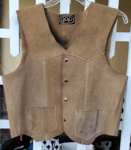 Vintage 1970s Gap Leather Vest Suede Unlined