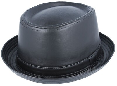 Herren oder Damen Pork Pie Hut Kunstleder Optik Vintage Style Trilby Hüte