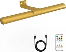 Led Picture Light Gold Wireless with Remote Control,Painting Light Rechargeable 