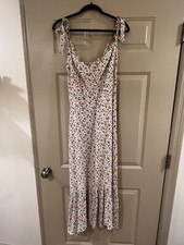 NWT Reformation Nikita Ronan Floral Bow Strap Tiered Midi Dress Womens 10