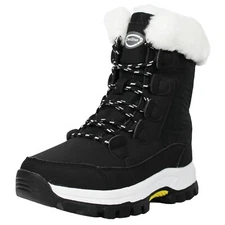 OwnShoe Faux Fur Lined Mid Calf Snow Boots Non-Slip Hiking Boots Winter Shoes