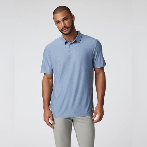 Vuori Mens Strato Tech Polo Chambray Heather Blue Unknown Size Golf Preppy Soft