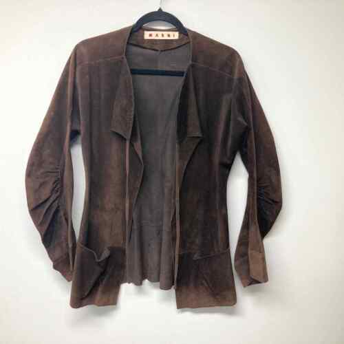 Marni leather open front jacket
