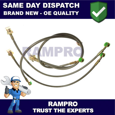 Rampro Front Rear Set of 4 Braided Stainless Steel Brake Hoses Fits Discovery