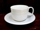 2p Origins Stoneware Classic White Coffee Cup & Saucer Tea Farmhouse Rings Ivory — photo 2