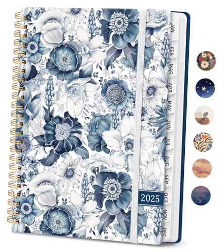 2025 Planner Weekly and Monthly, Jan 2025 to Dec 2025, Hardcover C-Blue Garden