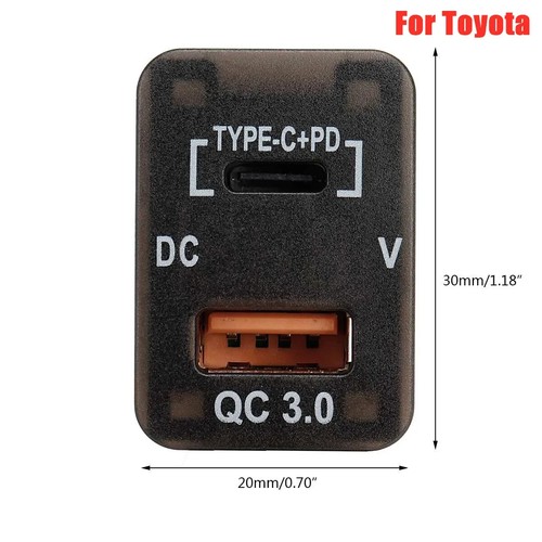 36W Dual USB Fast Charger Adapter QC3.0 Type C+PD Socket for Toyota for Honda - Photo 7 sur 9