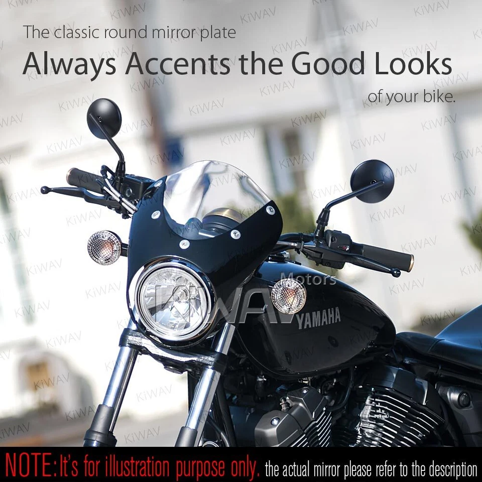 Mirrors ECLIPSE round short stem black fits Yamaha Virago V-Max Bulldog XVS - Image 3 of 4