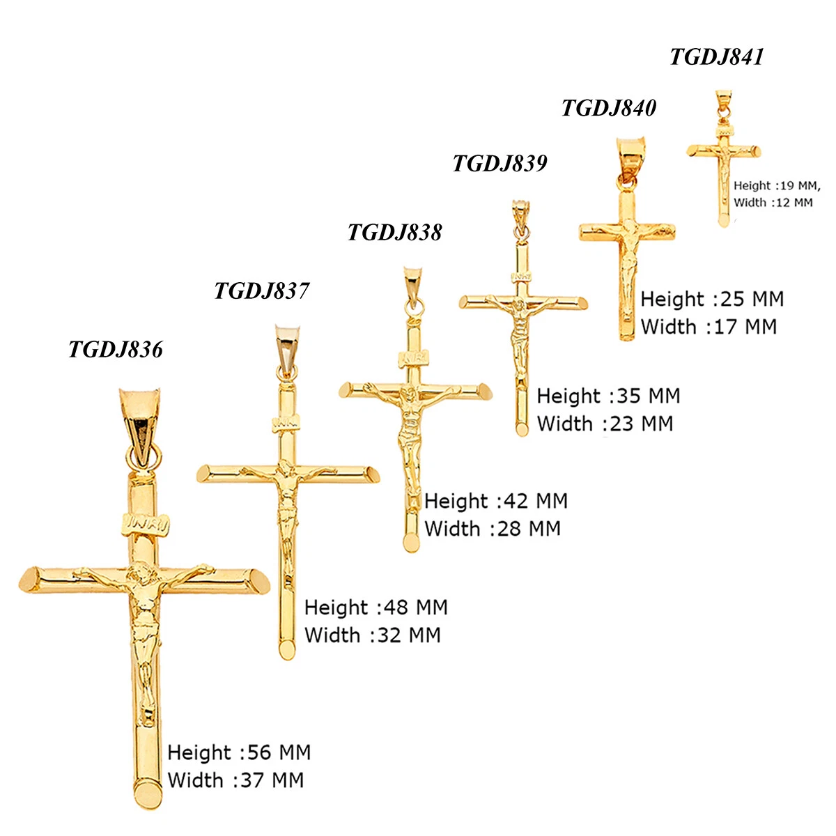 15pcs Gold XL cross charms