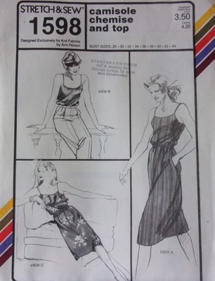 Stretch & Sew Pattern 1598  Size 28-44 Camisole Chemise & Top
