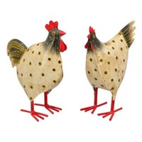 "2Er Set Metall-Deko \"Hahn+Huhn\" Creme-Schwarz 23Cm*Ostern*FrüHling*Gockel Henne"
