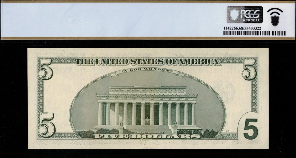 2003 $5 FRN DL53535353C P.C.G.S #68PPQ - Image 2 of 3