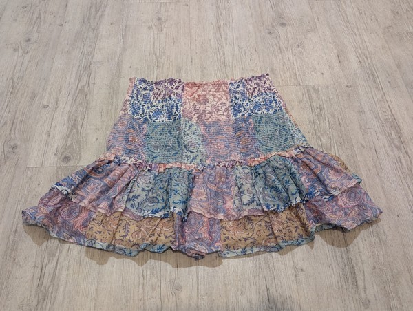 Witchery Womens Floral Tiered Mini Skirt Size 10 Boho Cotton Pastel 60272885