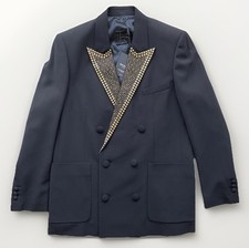 NEW Men  s BALMAIN Black Gold Studded Double-Breasted Suit Jacket FW22 Size 54