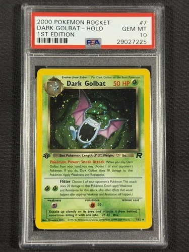 Pokemon Cards PSA 10 GEM MT Dark Golbat 1st Edition Holo Team Rocket 7/82