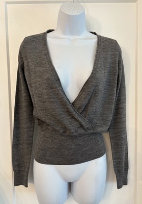 Women s BCBGMAXAZRIA Heather Gray Jackie Crossover Sweater Size XXS/XS