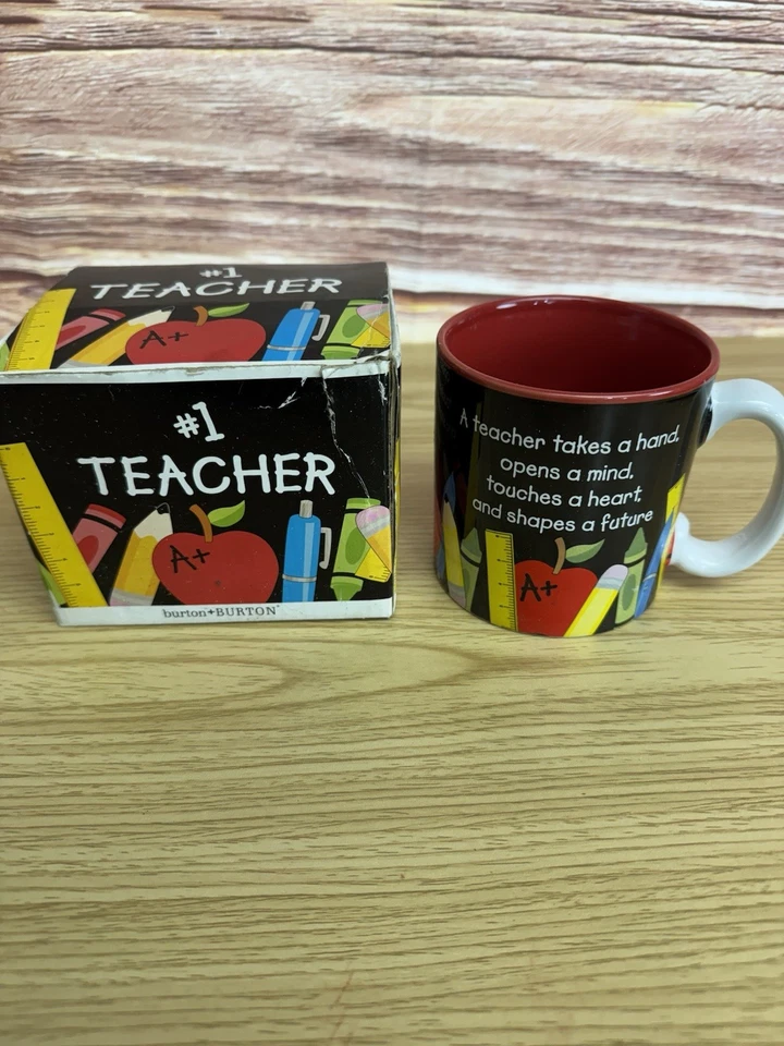 Taza de regalo para maestros roja negra taza de bebida de cerámica resistente cotización para maestros Foto 2 de 4