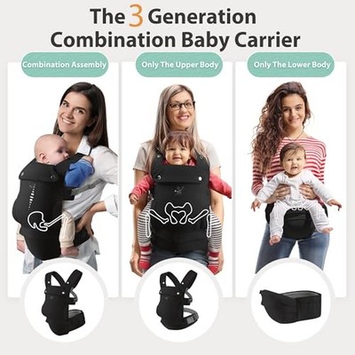 PLATEAU ELK BABY CARRIERS BABY CARRIER WITH HIP SEAT 9 IN 1 FRONT FACING BLACK