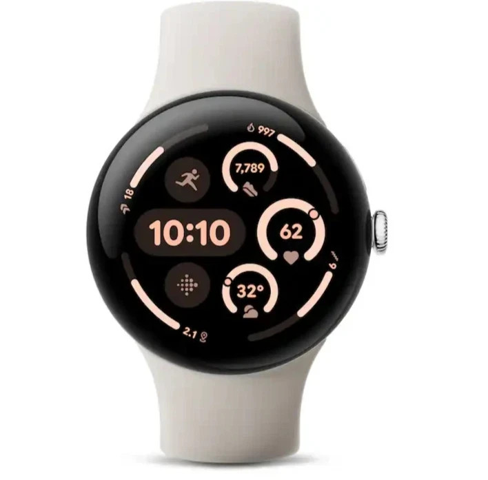 Google Pixel Watch 3 - 41mm - LTE - Polished Silver - Active Band - GA05737-US