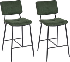 Set Di 2 Sgabelli Da Bar O Cucina, Con Schienale E Poggiapiedi, Imbottiti in Sim