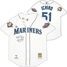 Mariners Ichiro Suzuki Auto White Auth Mitchell Ness 2001 AS Jersey 44 MLB Debut