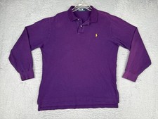 VINTAGE Polo Ralph Lauren Polo Shirt Men Large Purple Long Sleeve Cotton READ