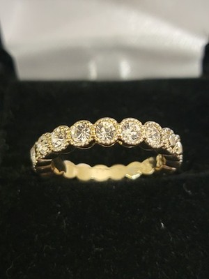 Vintage Gold Tone Rhinestone Eternity Band Ring, Size 8, Marked SP 8