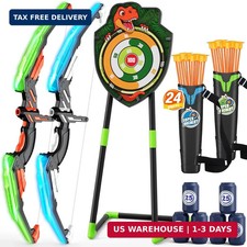 2 Pack Bow and Arrow for Kids, LED Light Up Archery Set with 24 Suction Cup Arro