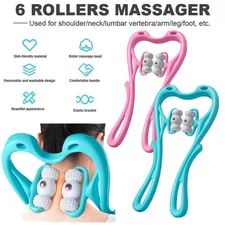 360º Rotatable Neck Massager Roller Shoulder Trigger Point Therapy Pain Relief