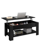 Wooden Lifting Adjustable Tabletop Height Coffee Table In Black