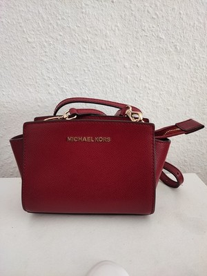 Michael Kors Tasche Umhängetasche Selma Mini Crossbody Saffiano Leder Rot Berry 